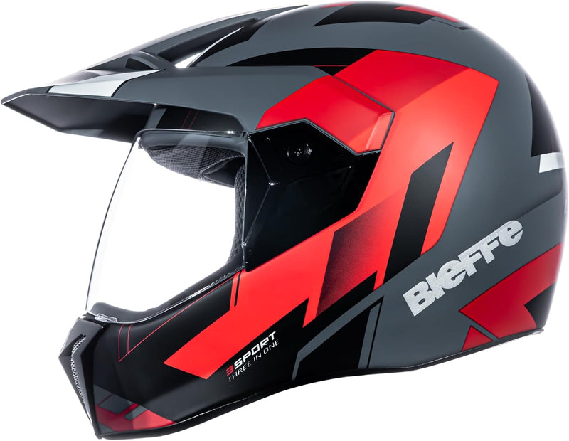 Capacete Bieffe 3 Sport React Dark Cinza/Vermelho