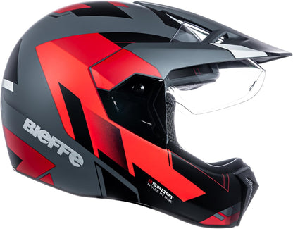 Capacete Bieffe 3 Sport React Dark Cinza/Vermelho