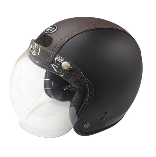 Capacete Bieffe B-45 Semi Revest Preto Fosco Marrom